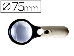 Lupa cristal Q-Connect eléctrica aro ABS 75mm. 3 aumentos 3 bombillas led